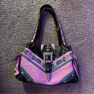 Western Hand-Buckle Embroidered Y2K Purse - Pink